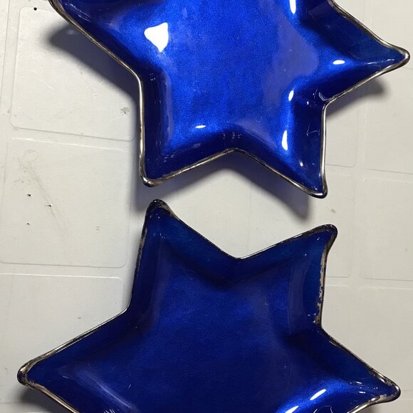 Blue Star of David Shaped decorative serving plates 2 pc - Picture 2 of 3